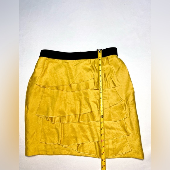 Skirt Yellow black BCBG  embellished ruffles - Picture 7 of 16